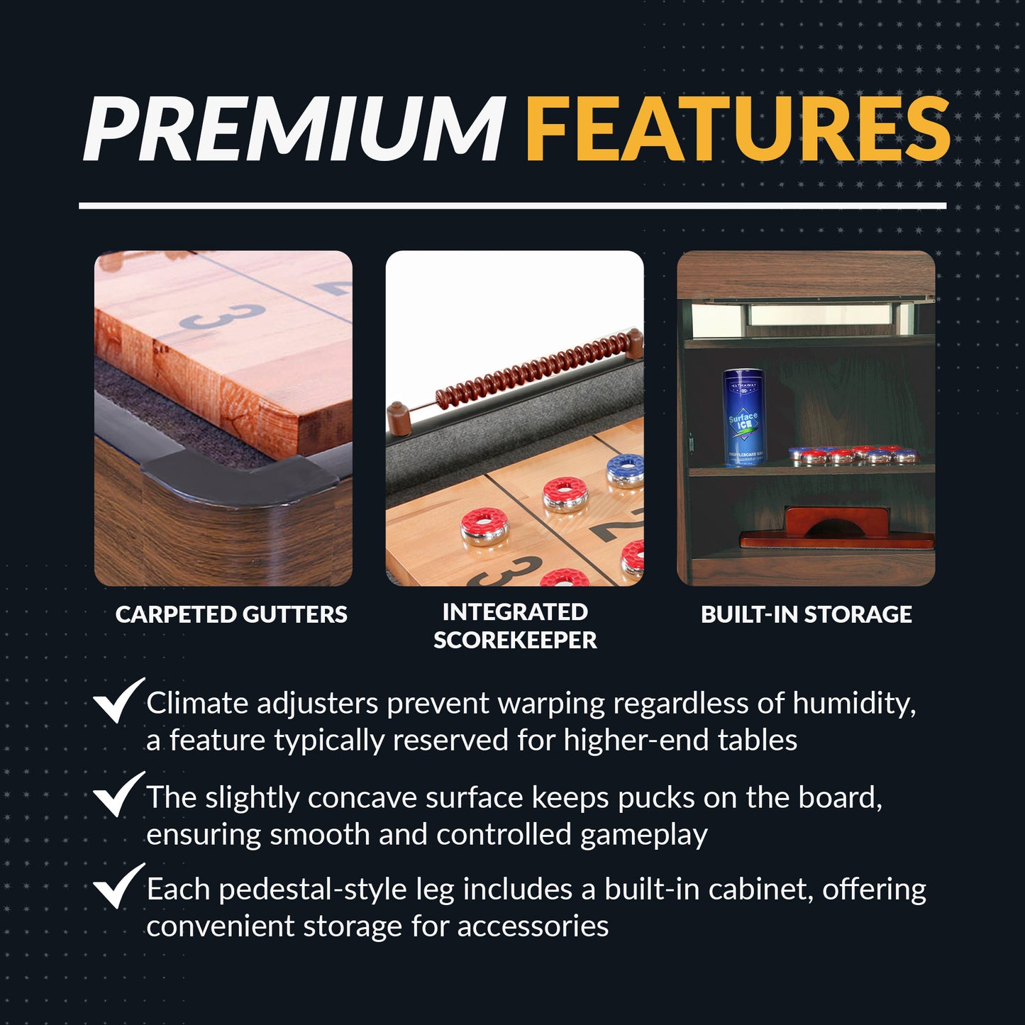 Challenger 9-ft Shuffleboard Table - Walnut Finish
