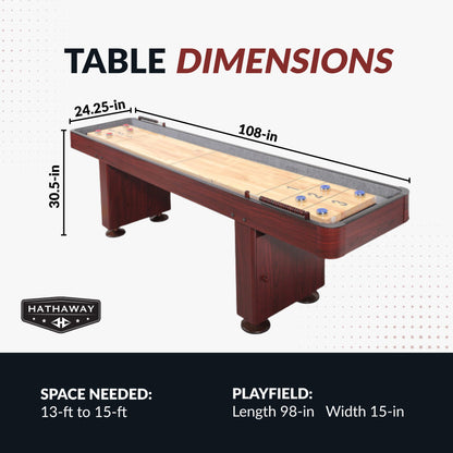 Challenger 9-ft Shuffleboard Table - Dk Cherry Finish