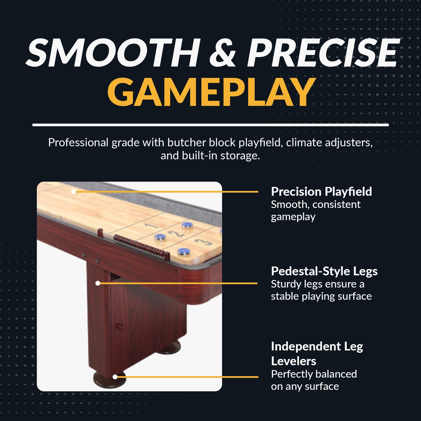 Challenger 9-ft Shuffleboard Table - Dk Cherry Finish