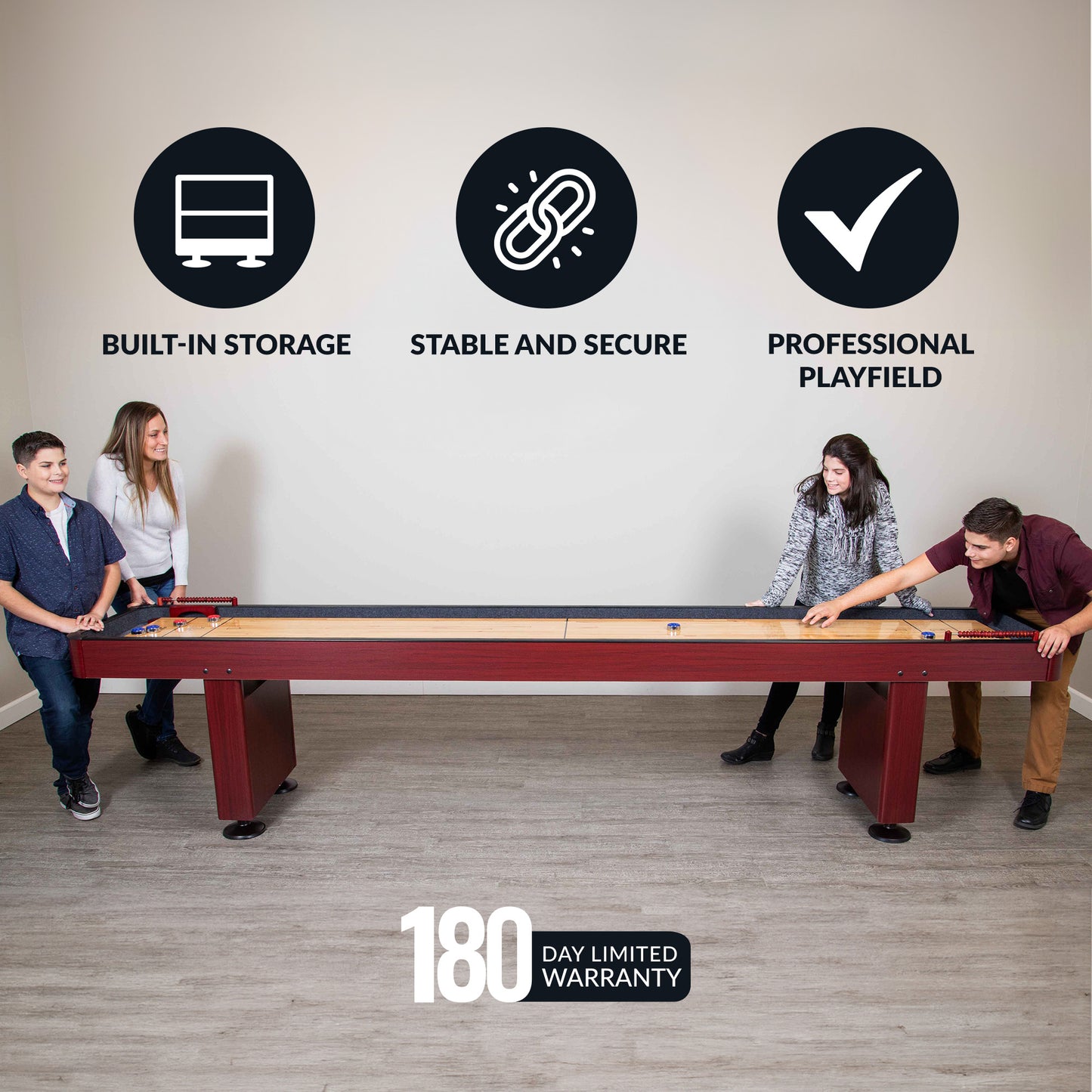 Challenger 9-ft Shuffleboard Table - Dk Cherry Finish