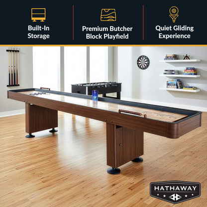 Challenger 12-ft Shuffleboard Table - Walnut Finish