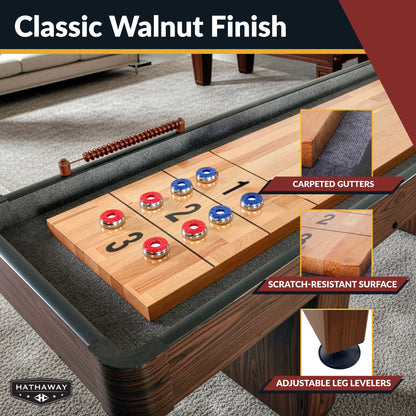 Challenger 12-ft Shuffleboard Table - Walnut Finish