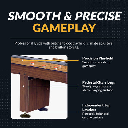 Challenger 14-ft Shuffleboard Table - Walnut Finish