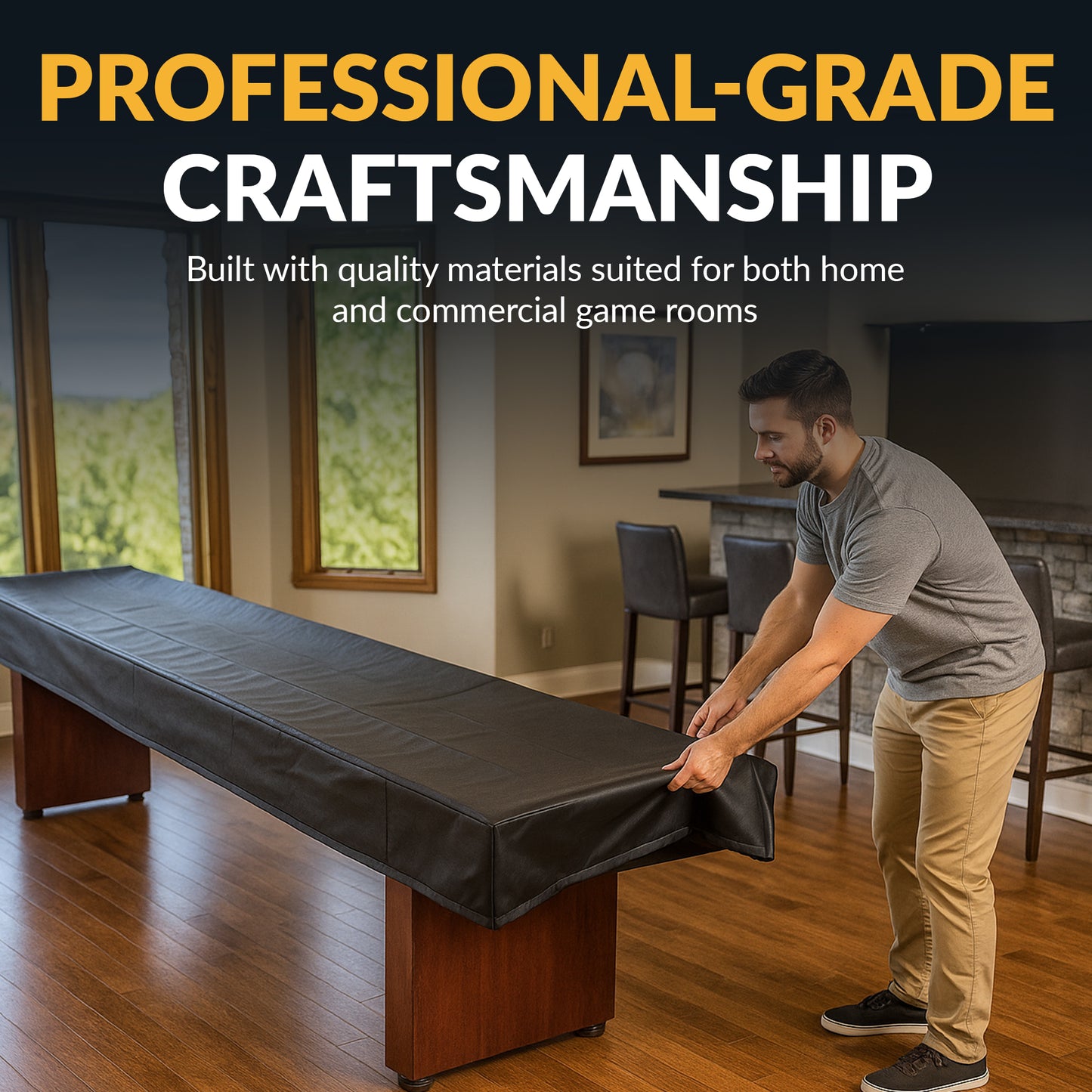 9-ft Shuffleboard Table Cover - Black