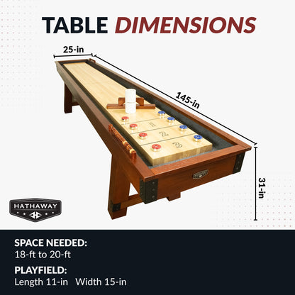 Cheyenne 12-ft Shuffleboard Table - Rustic Oak Finish