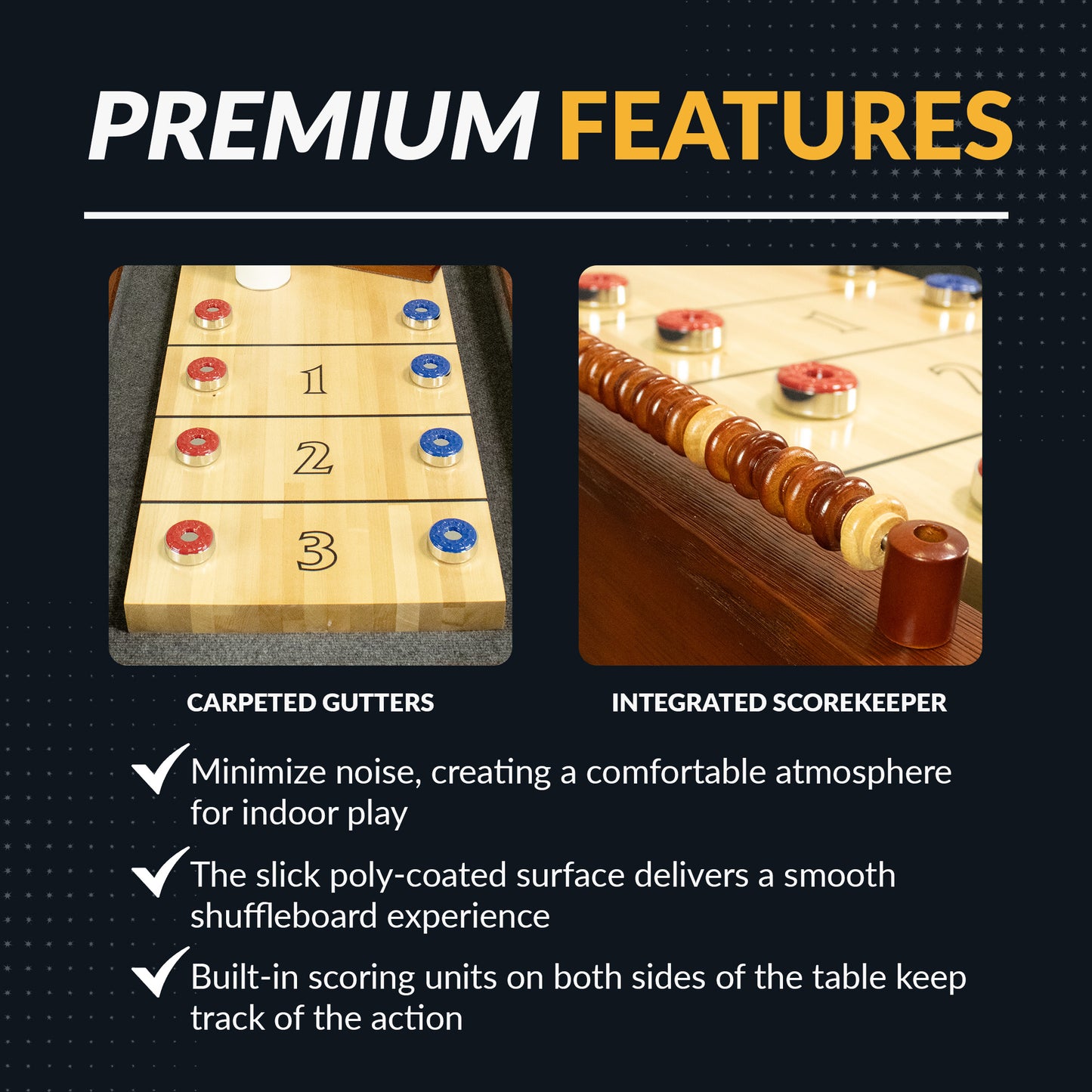 Cheyenne 12-ft Shuffleboard Table - Rustic Oak Finish