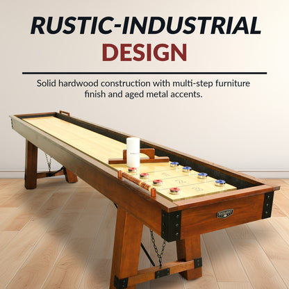 Cheyenne 12-ft Shuffleboard Table - Rustic Oak Finish