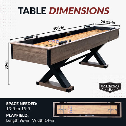 Excalibur 9-ft Shuffleboard Table - Driftwood Finish
